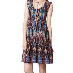 Lili Wang/Lili's Closet for Anthropologie - Sibylline Dress - Blue/Red/Tan - S